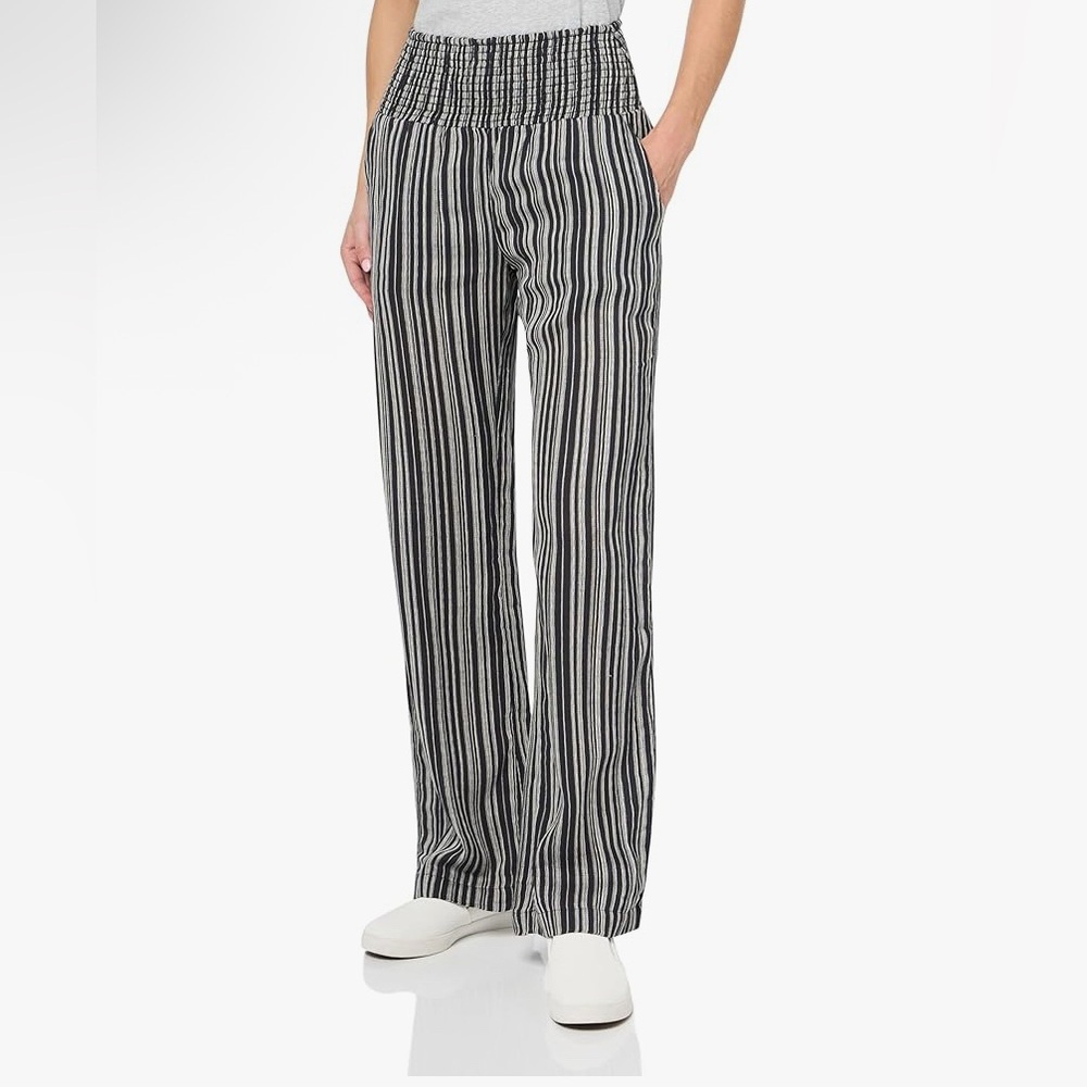 Billabong New Wave Black and White Striped Wide Leg Pants
